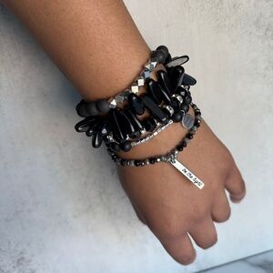 Black & Silver Bracelet Set